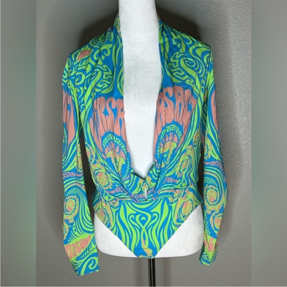 Versace music Colorful Long Sleeve Bodysuit size 46 - Picture 1 of 10